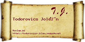 Todorovics Jolán névjegykártya